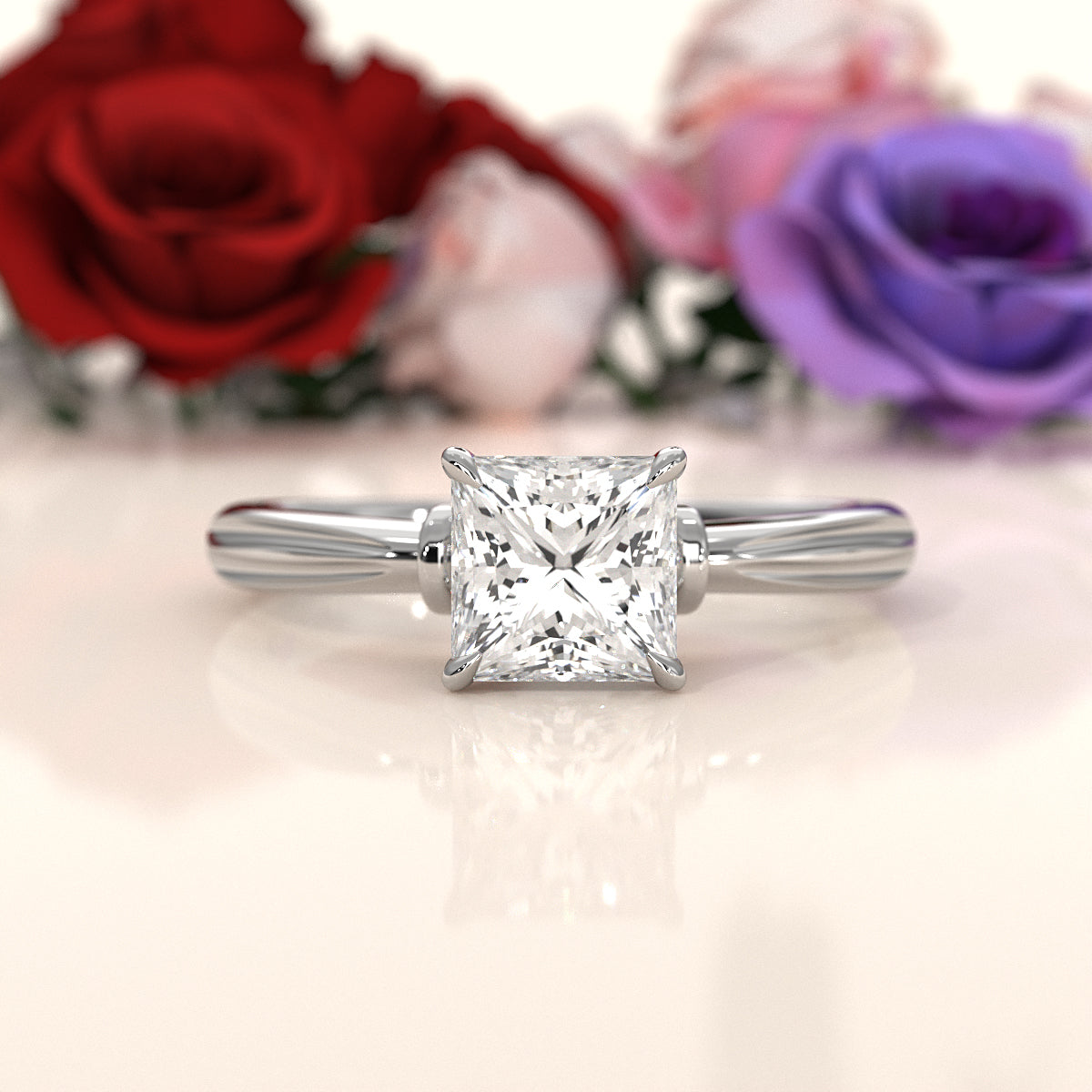 4.2g Ridged Solitaire Prong Set Lab Grown Diamond Engagement Ring IGI Certified 2.6mm 1.00 Ctw.